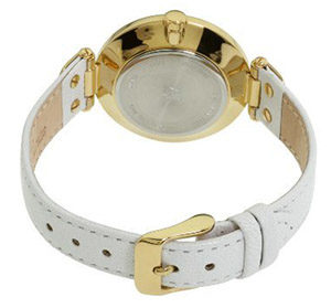 Anne Klein Women's 109168WTWT Gold-Tone and White Leather Strap Watch