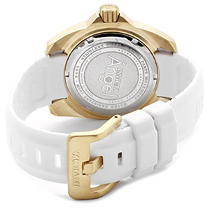Invicta Women's 0488 Angel Gold-Tone Watch with White Polyurethane Band