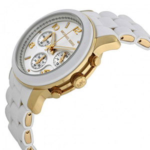 Michael Kors MK5145 Women's Two Tone Stainless Steel Quartz Chronograph White Dial Watch