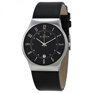 Skagen Watch Reviews of Skagen Black Leather and Steel Watch