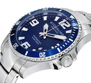 Stuhrling Original Men's 395.33U16 Aquadiver Regatta Analog Swiss Quartz Stainless Steel Link Bracelet Watch