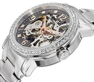 Stuhrling Original Women's 531L.111154 Canterbury Automatic Skeleton Crystals Grey Dial Watch